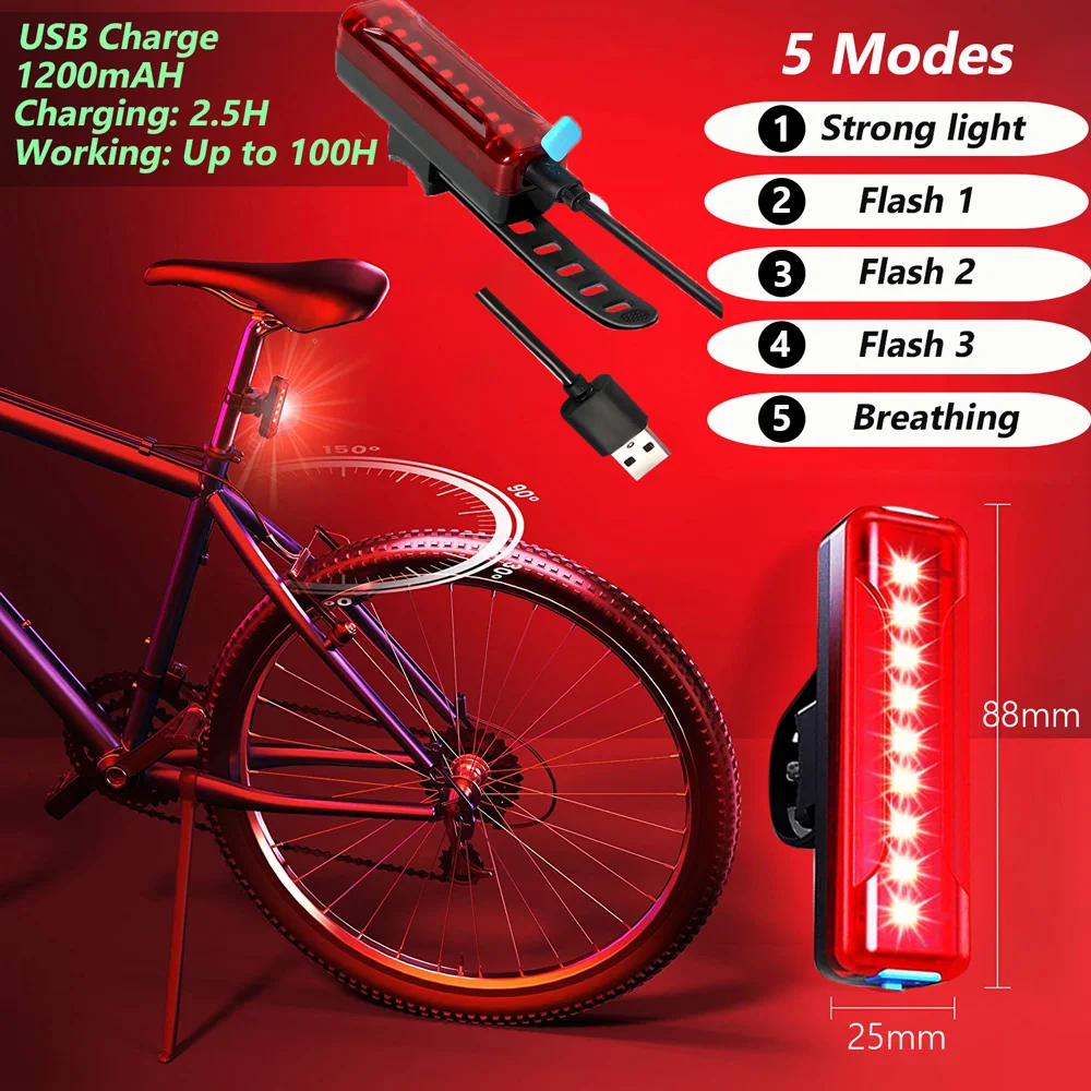 6400mAH 8LED Bicycle lights Usb Rechargeable Bike Light Front 30000lm Flashlight 18650 Waterproof Bike Accessaries Mobile Power