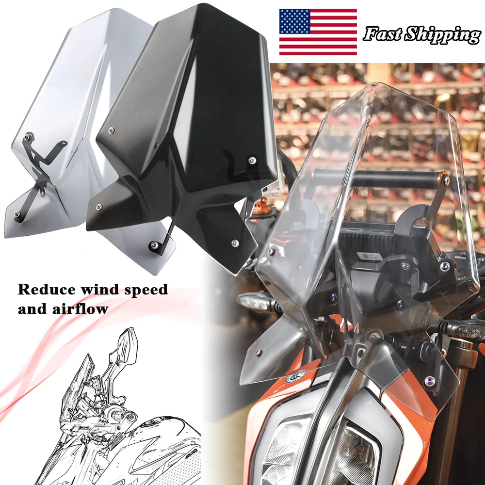 

For KTM Duke125/390 Motorcycle Windscreen Windshield Airflow Wind Deflector W/ Bracket for KTM Duke 125 390 2017-2020 2018