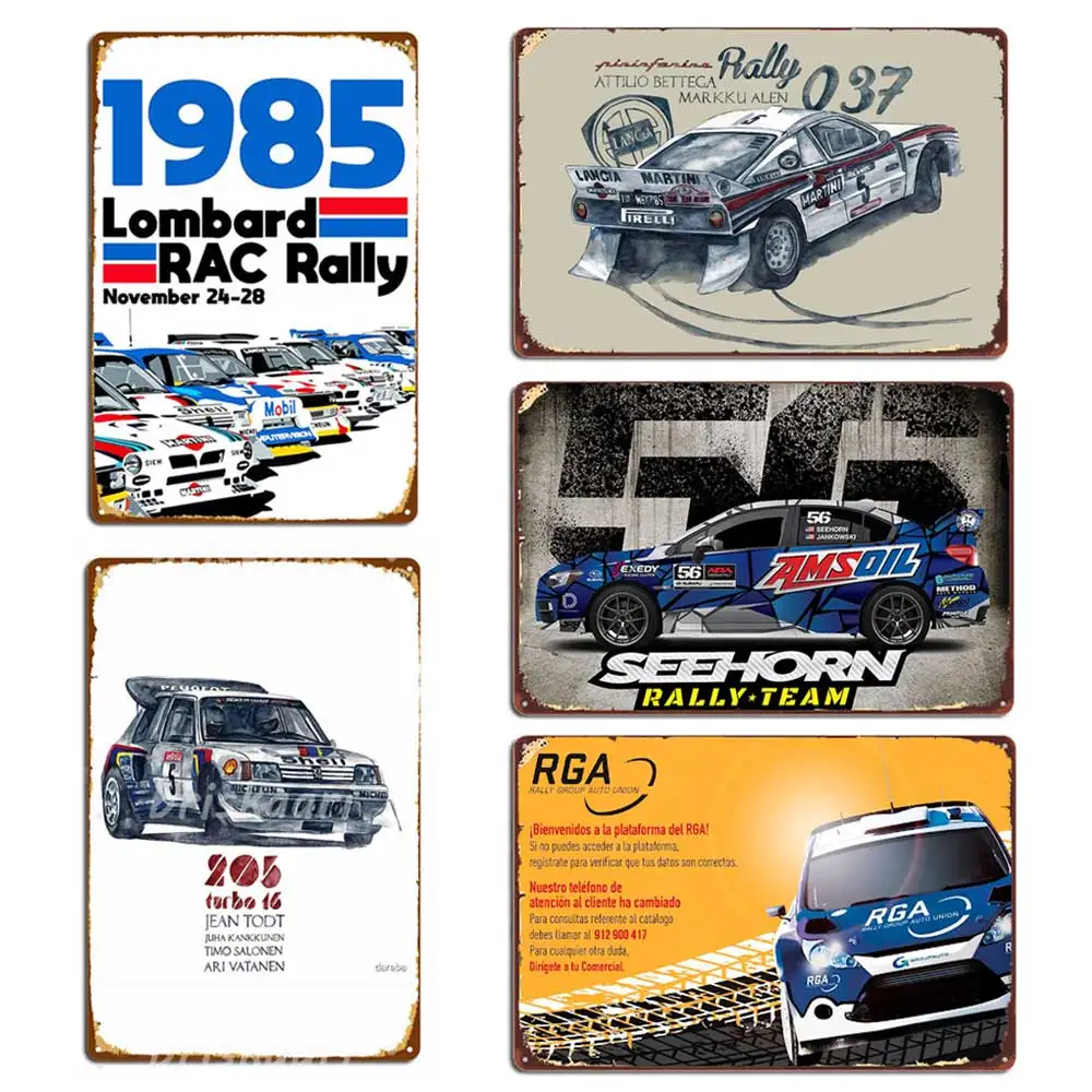 Rally Group B-Peugeot 205 Turbo 16 Metal Signs Pub Mural Customize Plaques Metal Posters