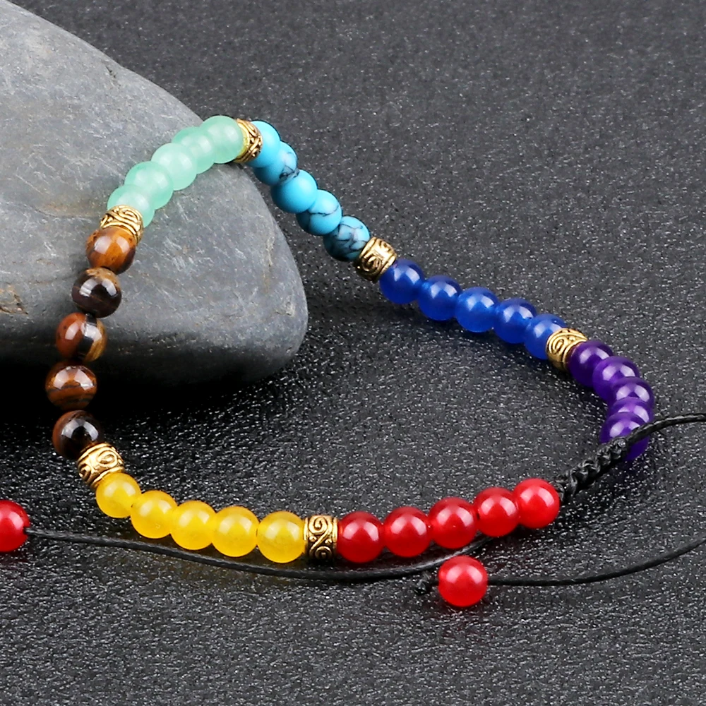 4mm Mini Beads Bracelets Reiki 7 Chakra Healing Balance Bracelet for Women Men Natural Stone Yoga Handmade Bangles femme Jewelry