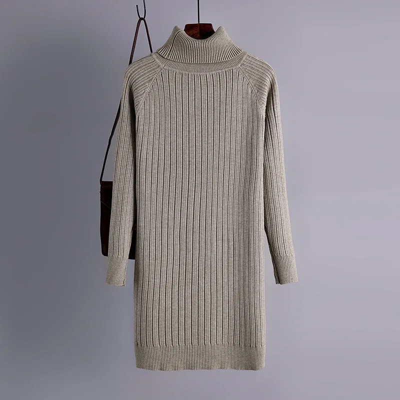 Autumn Winter short thick Sweater Dress Women turtleneck Long Sleeve straight Knit casual mini Dress female girl loose dress