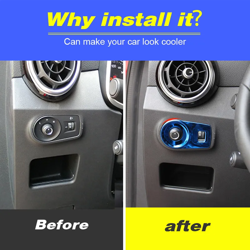 Vtear for MG ZS Car Rearview Mirror Button Frame Cover Stainless Steel Switch Strip Trim Decoration Accessories Interior parts