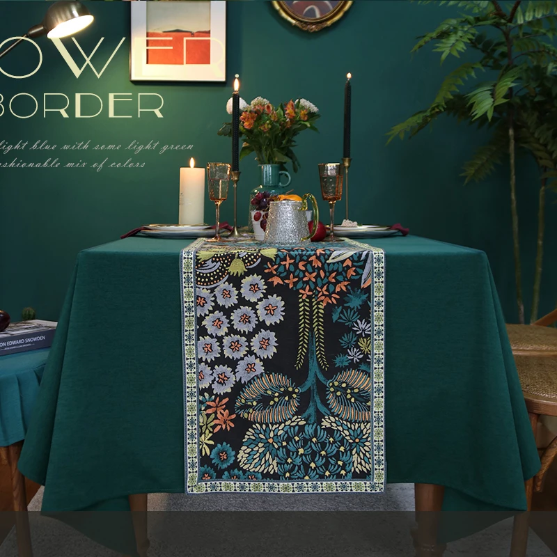 American Table Runner Ethnic Print Flower And Bird Tablerunner Home Rectangular Pastoral Coffee Table Cloth Dining Table Runner