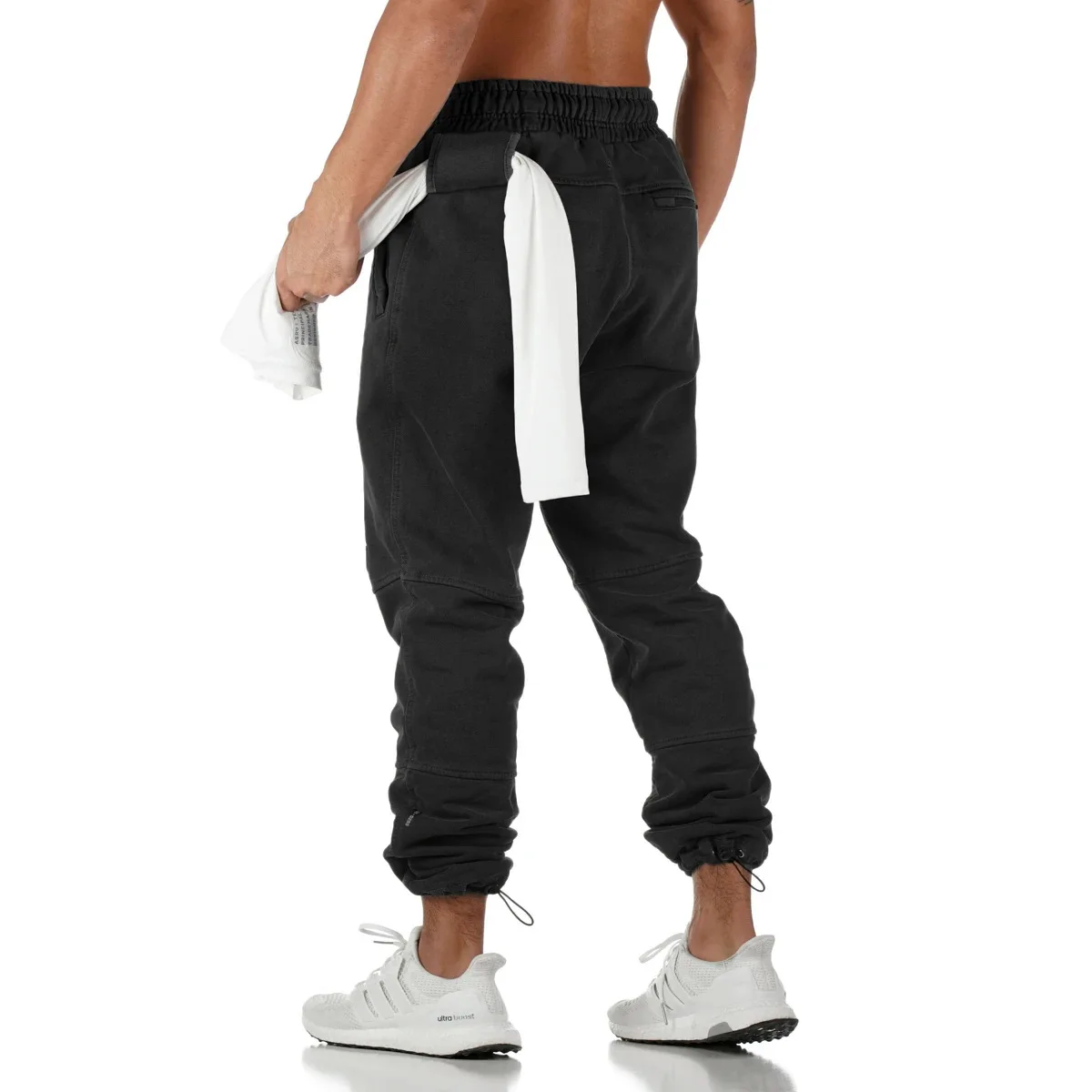 New European and American Gymnastic Pants Men's Cotton Fitness Hanging Towel Pants Training Elastic String Trousers
