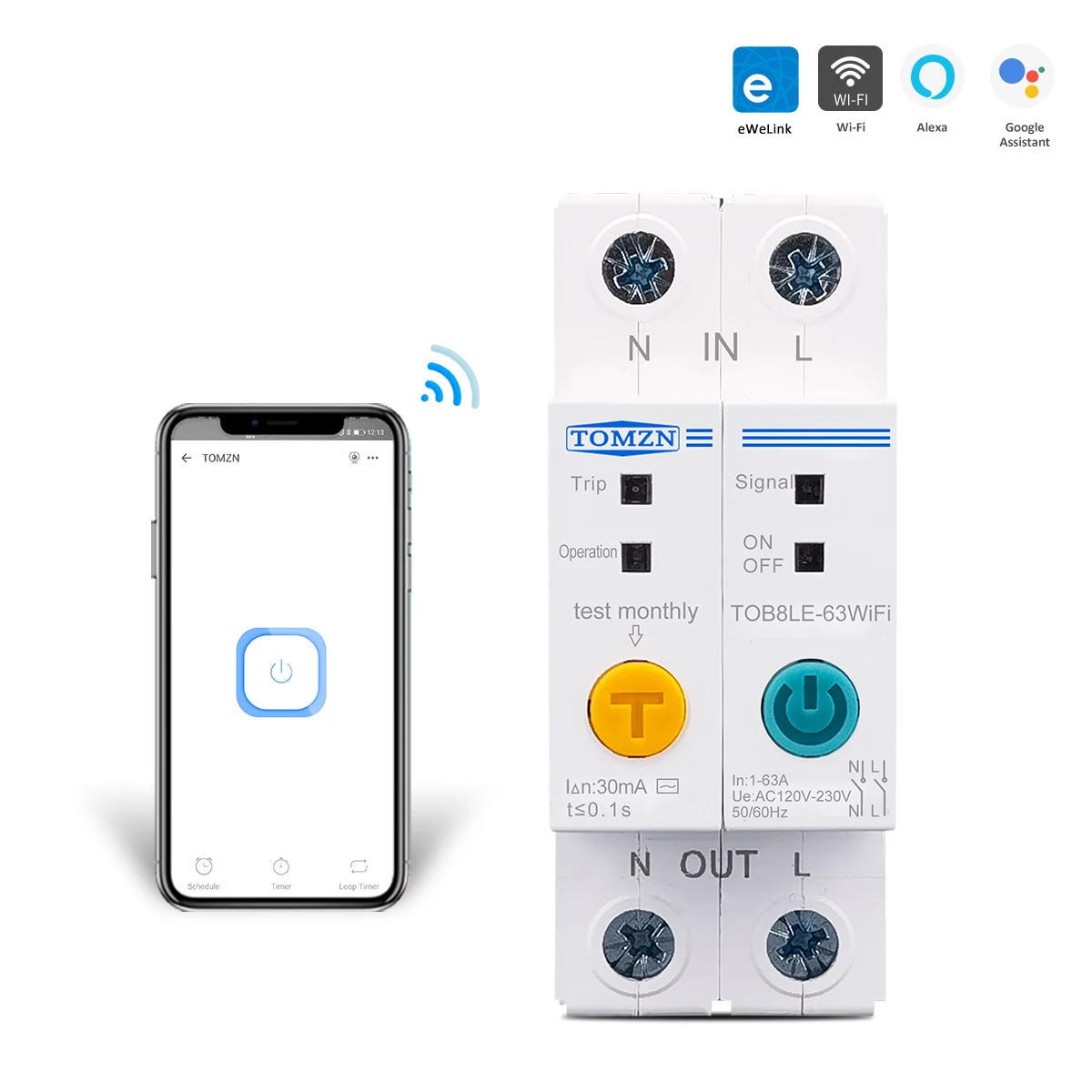 Imagem -06 - Trilho Din Interruptor Interruptor Interruptor Inteligente de Controle Remoto por Ewelink App para Casa Inteligente 63a com Proteção contra Vazamento 63a