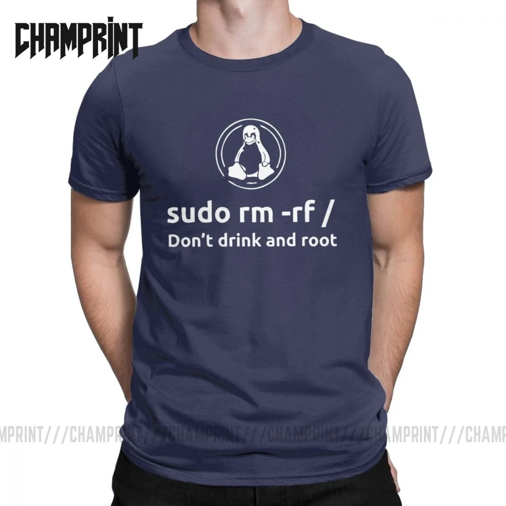 Programmer Programming Coding Coder Men T Shirt Linux Root Sudo rm - rf Funny Short Sleeve T-Shirt 100% Cotton Gift Clothes