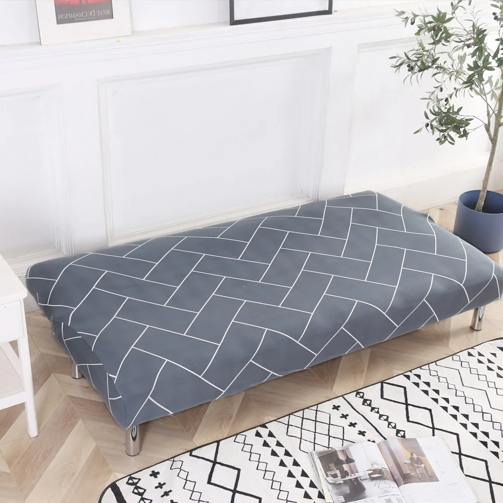 Stretch Folding Sofa Bed Cover Without Armrests Armless Futon Sofa Cover Removable Machine Washable Home 3 Seater Couch Covers