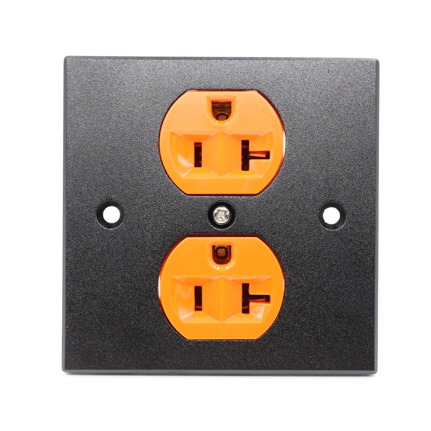 

Free shipping 1x US AC Orange Power Receptacle Wall Outlet Red Copper Socket HIFI Duplex Plate