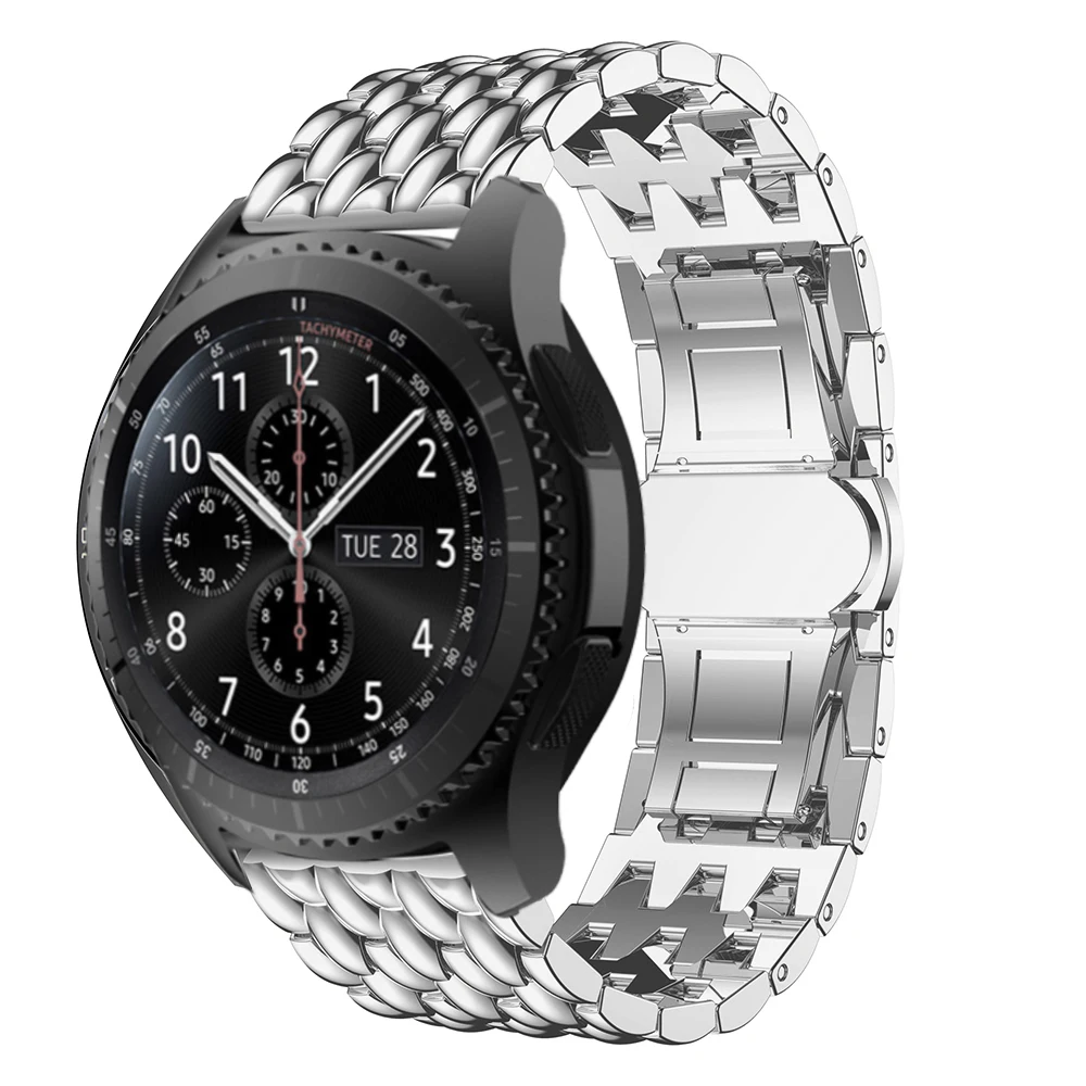 Correa de reloj inteligente para Samsung Gear S3 Frontier, correa de reloj inteligente clásica de acero inoxidable de 22MM, accesorios para Galaxy