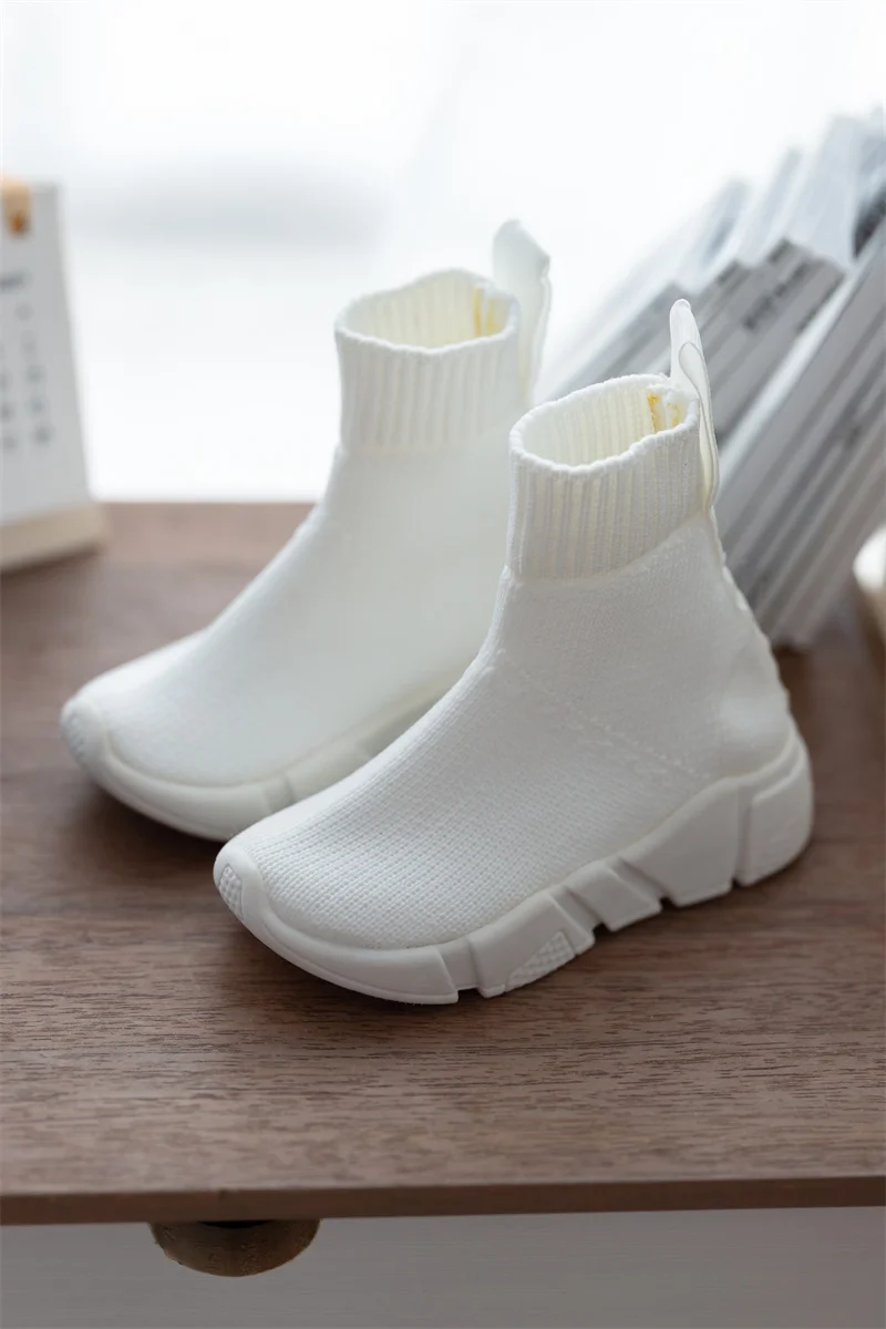 BJD/SD Doll Shoes Toys High-top Knitted Upper Cute Casual Black White Thick Soft-soled High boots 1/3 1/4 Gifts Doll Accessories