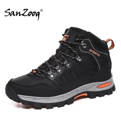 Autumn Winter Men Women Leather Hiking Shoes Trekking Mountain Boots Senderismo Waterproof Outdoor Sneakers Tracking Trail