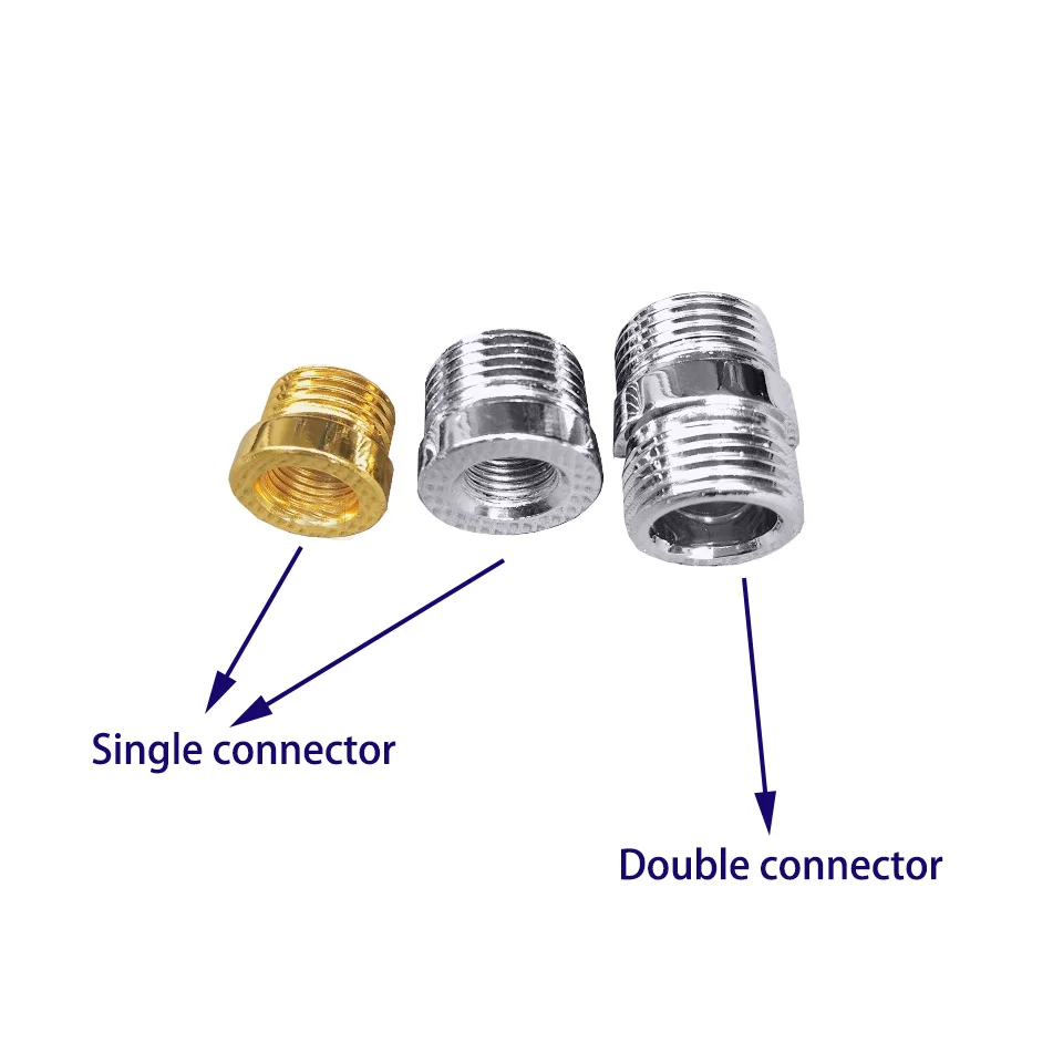 金と銀のdoameter 16mmストレートパイプ、両端にm10めねじ付きフロアランプが中央チューブエクステンションロッドに接続されています