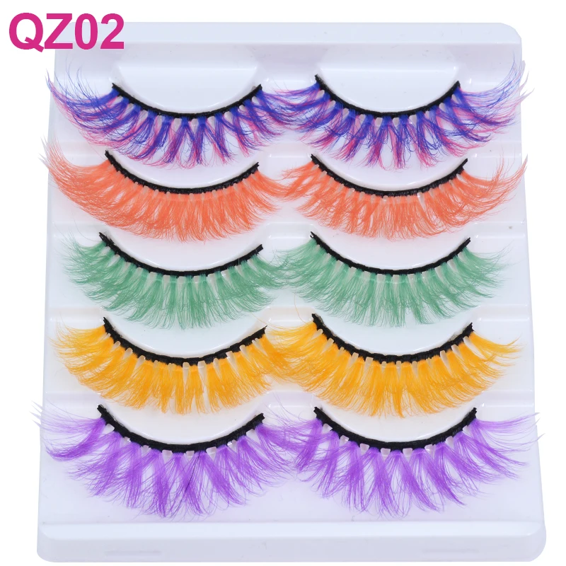 OKAYLASH 5 Pairs Bundle Sale Colored 3D Mink Eyelashes Red Pink Blue Mix Colors Lash Set  Wholesale Rainbow Cilias in Bulk