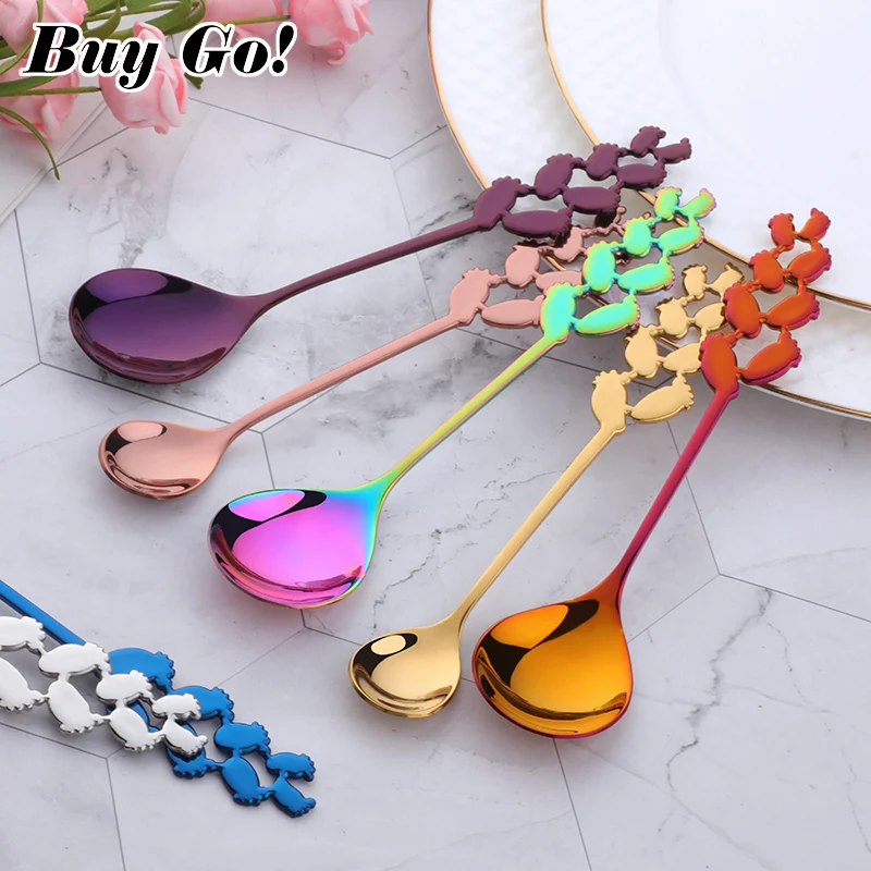 

1PC Coffee Spoon Stainless Steel Stirring Small Spoon Cake Fruit Spoons Gold Dessert Ice Cream Tools for Kids Drinking Tea Scoop