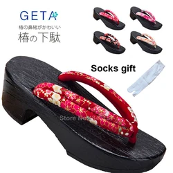 Halloween Shoes for Women Japanese Traditional Cosplay Slippers Wooden Geta Clogs Flip Flops Kimono Oriental Sandals Sauna Wear