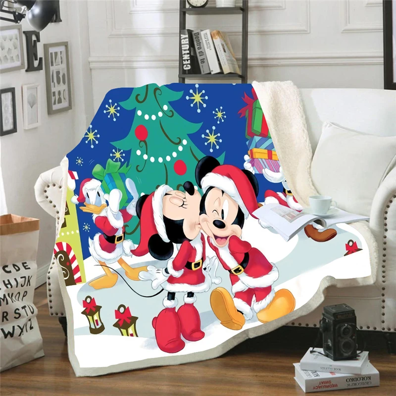 

Disney Cartoon Christmas Blanket Fleece Adults Throw Blanket Boy Bed Linings Plush Blanket 3D Microfiber Kids Gifts