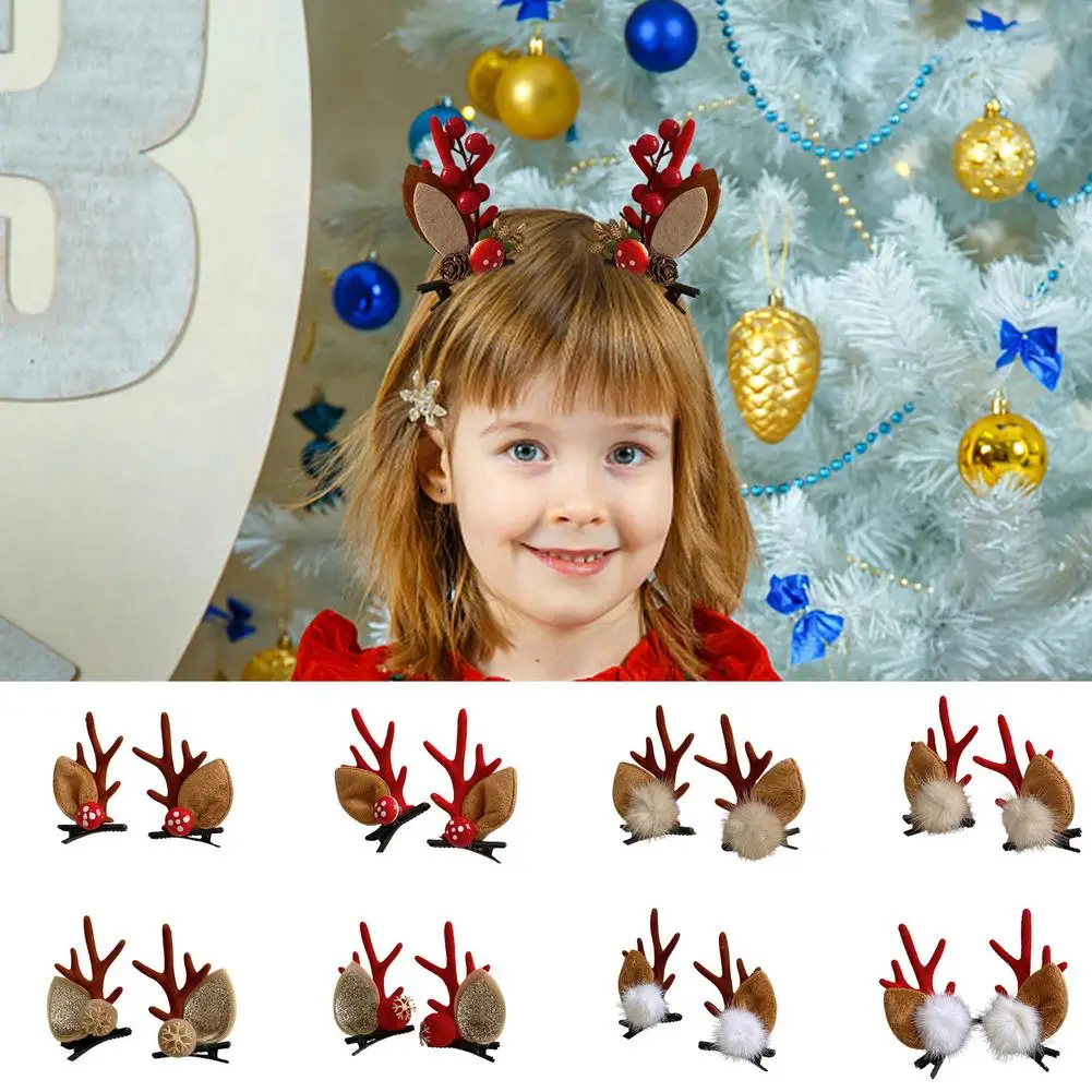 Deer Antlers Headband Toddler Hair Clips Deer Costume For Women Christmas Reindeer Antlers Hairpins Deer Ears Hair Clips Dec