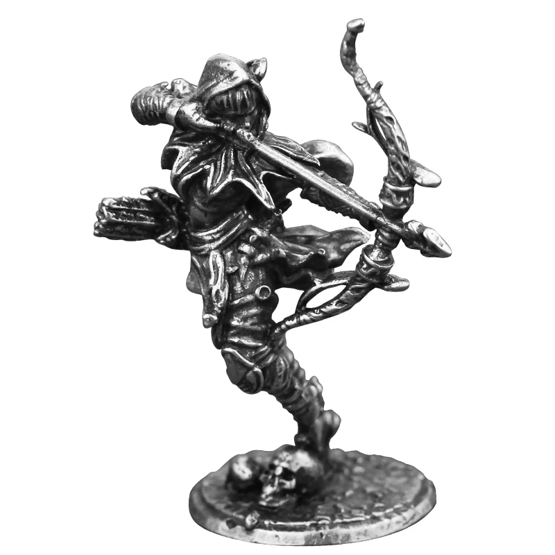 Beauty Women Archer Solider Model White Copper Miniature Figurines Metal Toy Car Desktop Ornaments Decoration Accessories Crafts