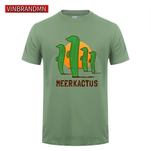 2020 Lovely Anime Cactus Meerkats T shirt men Funny Meerkactus T-shirt for man Interesting Cartoon Desert Plant Cactus tee shirt