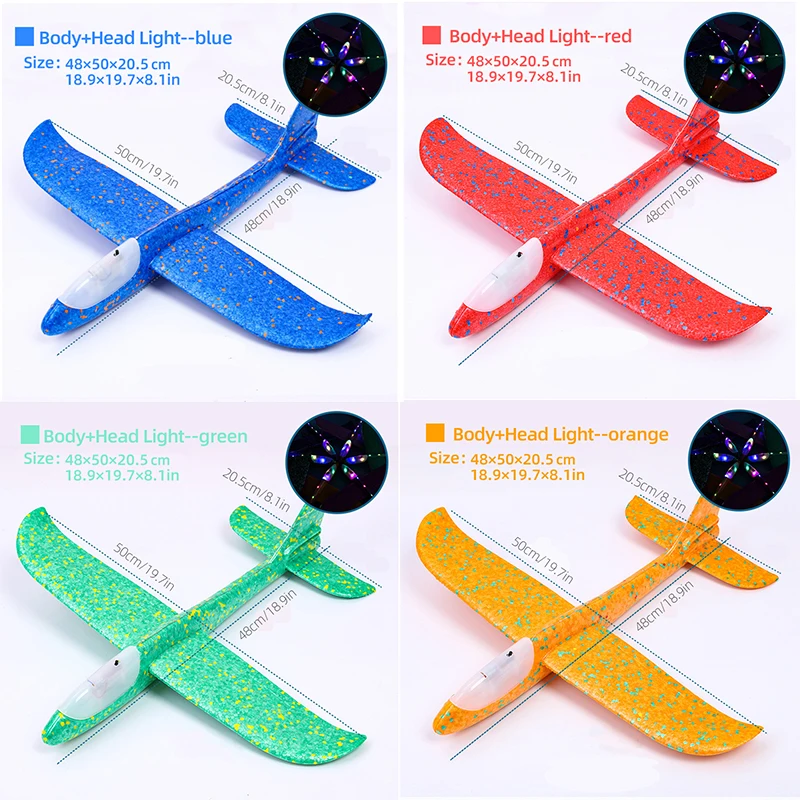 50CM Big Flash Glider Foam Plane Hand Throw Light Inertial AirPlane EPP Outdoor Launch Fun of Kids Toys for Children Boys Gift