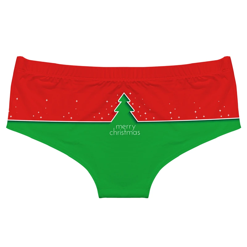 Original Christmas Tree Printing Women Underwear Breathable Ice Silk Panties Temptation Hip Wrap T-Pants Seamless Female Briefs