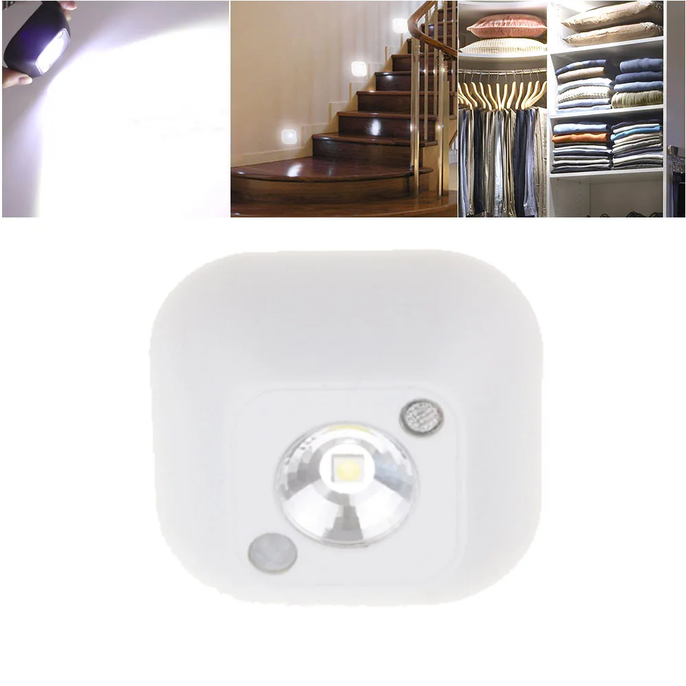 Aimkeeg LED Sensor Night Light PIR Infrared Motion Activated Sensor Lamp Battery Powered Wall Lamp Cabinet Stairs Light