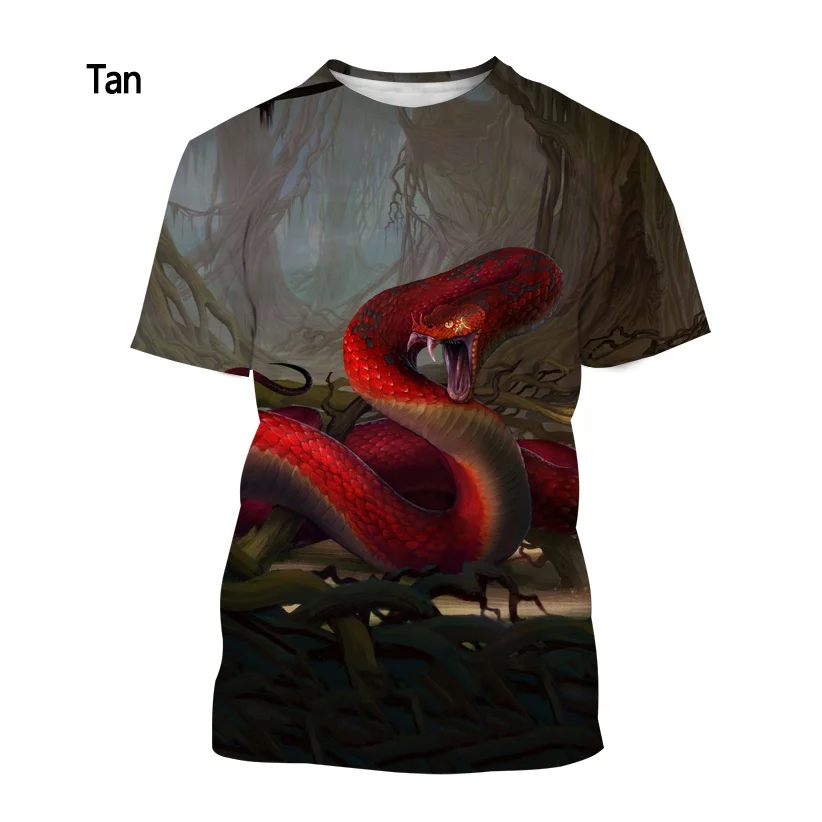 New fashion men and women 3d printing t-shirt snake t-shirt summer casual short-sleeved animal t-shirt