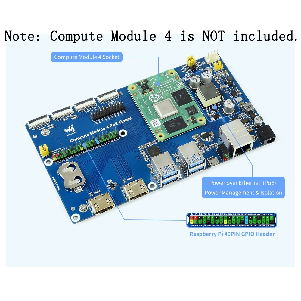 

Плата-носка CM4 USB 3.0 POE Ethernet-концентратор Плата расширения для вычислительного модуля RPI Raspberry Pi 4 Lite 2 ГБ 4 ГБ 8 ГБ ОЗУ