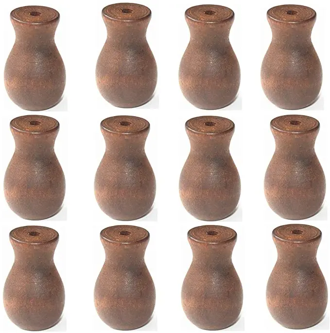 12pcs Brown Wood Tassel for Window Blinds White Cord Knobs Wooden Hanging Ball Pulls for Curtain Craft