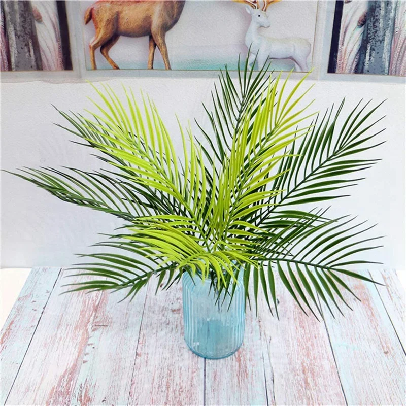 

12Pcs Artificial Palm Leaves Plants Faux Palm Fronds Tropical Large Palm Leaves Greenery Plant for Leaves Hawaiian Party