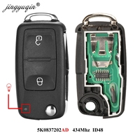 jingyuqin 2BTN Flip Remote 7E0 837 202 AD Car key 434MHz ID48 for VOLKSWAGEN VW Amarok Transporter MULTIVAN CARAVELLE 2016-2019