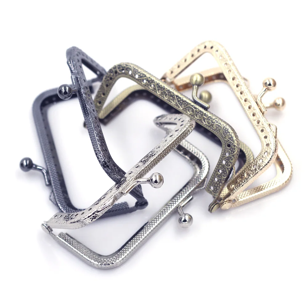 10PCS 8.5cm Square Purse Metal Frames Pouch Bag Kiss Clasps Clutch Handles Buckle DIY Handmade Gift Handbag Hardware Accessories