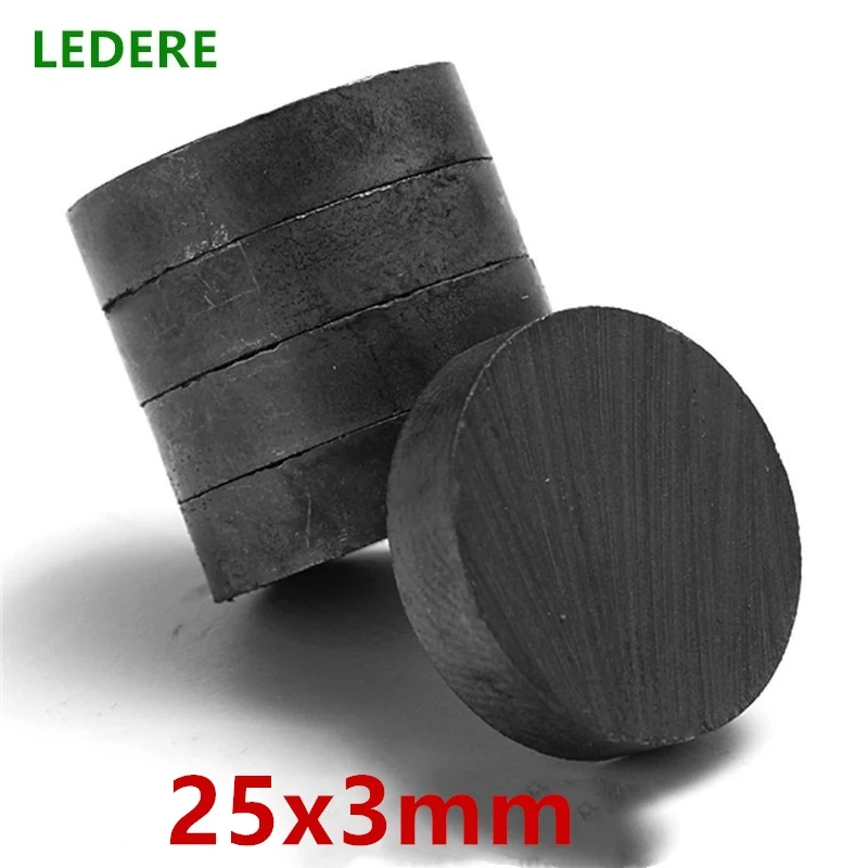 

100pcs/lot Disk Ferrite Magnet 25x3 mm magnet fridge ferrite magnet ring ferrite magnet for speakers magnet black ceramic magnet