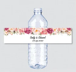24pcs Custom name Wedding Water Bottle Labels Girl birthday party Rustic Pink Flower Custom Water Bottle Labels decoration