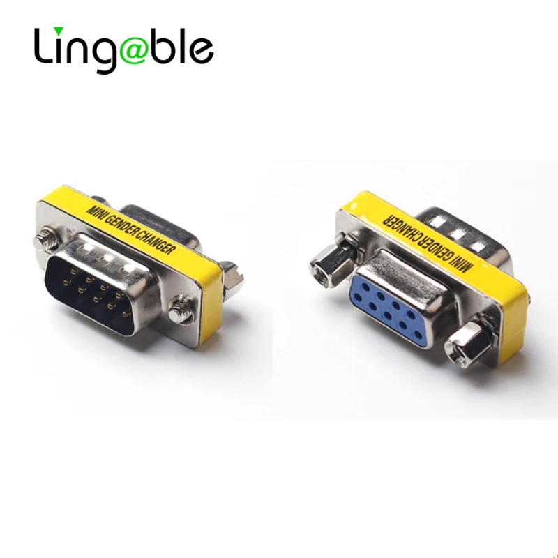 Lingable RS232 D-SUB DB 9 Pin DB9 Male to DB9 Female Adapter DB 9 M/F Connector Extender Converter