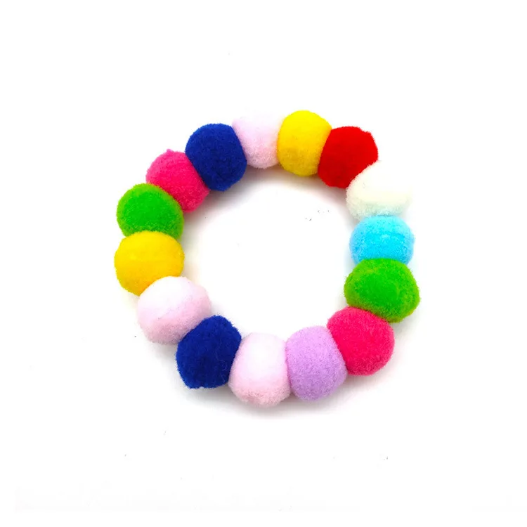 Cats Dogs Necklaces Pet Accessories Rainbow Fur Ball Neckband Custom Adjustable Collar