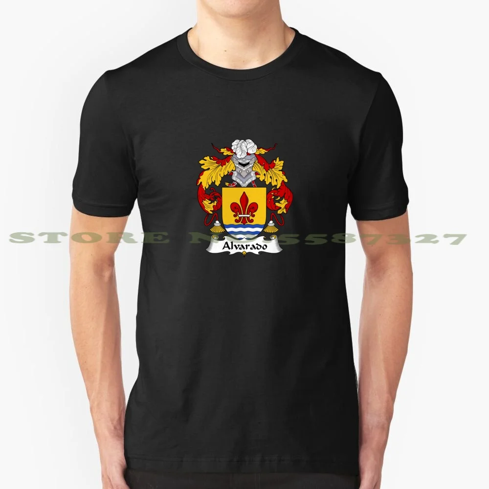 Alvarado Coat Of Arms - Family Crest Shirt 100% Cotton T-Shirt Last Name Family Reunion Heraldry Ancestry Alvarado Coat Of Arms