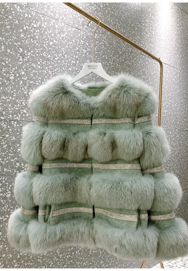 New 2020 Fashion Fur Coats plus size Real Fur Coats Women fox fur coat with sheep fur Outerwear & Coats free shipping