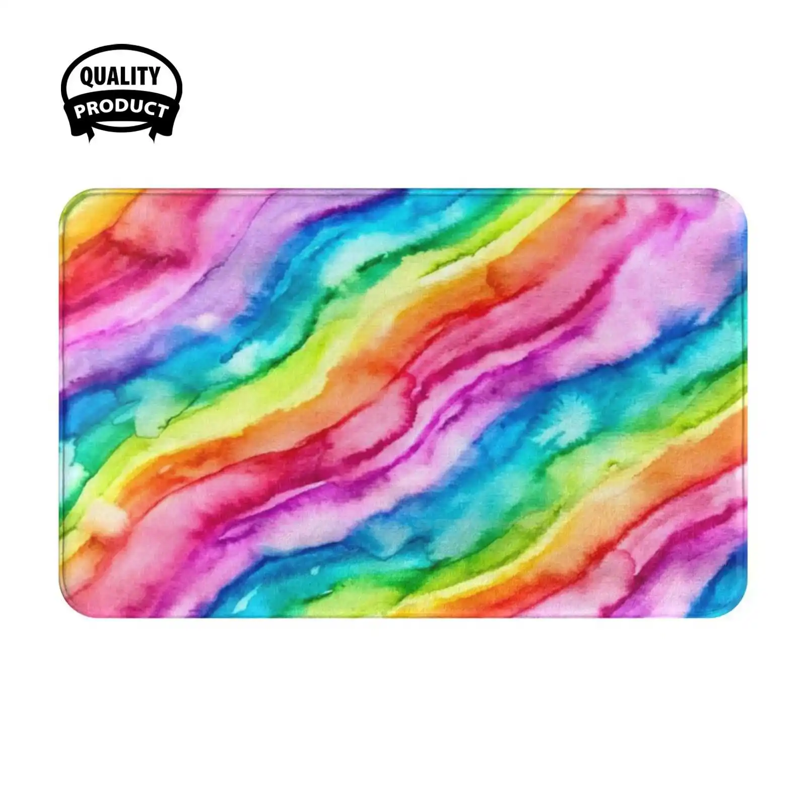 Prismatic Soft Cushion Home Carpet Door Mat Car Rug Rainbows Vibes Calm Watercolor Painting Anxiety Depression Mental Health