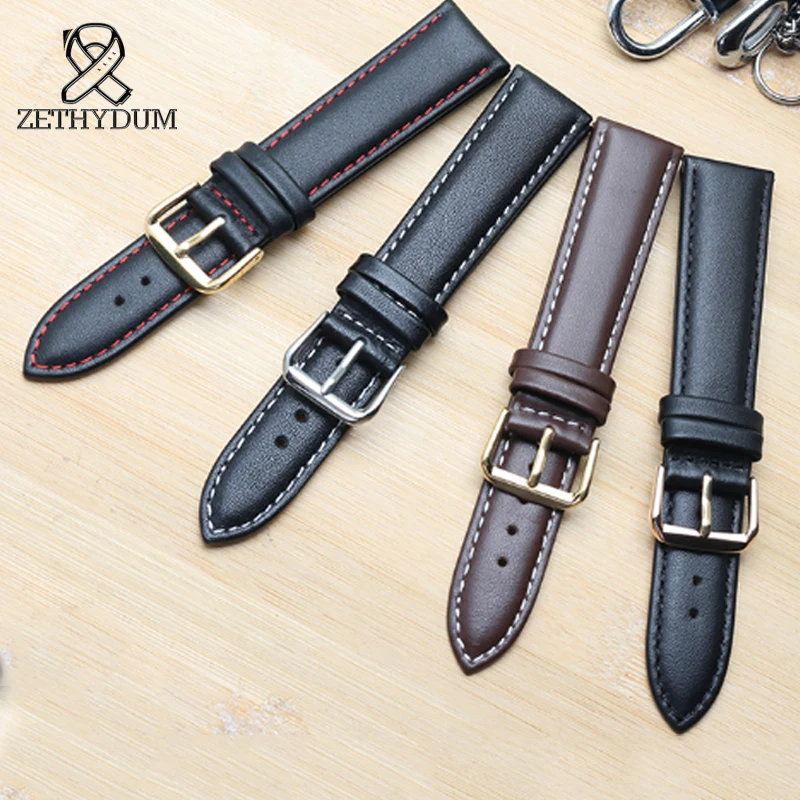 Plain calfskin strap handmade leather watchband 12 14 16 18 19 20 21 22 23 24mm stitched High Quality Universal leather bracelet