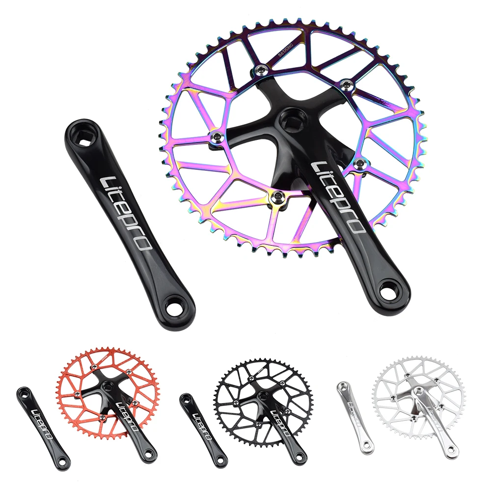 Folding Bicycle Chainwheel Set 46/48/50/52/54/56/58T Aluminum Alloy 130mm BCD Square Bike Cranksets 170mm Crank Arm