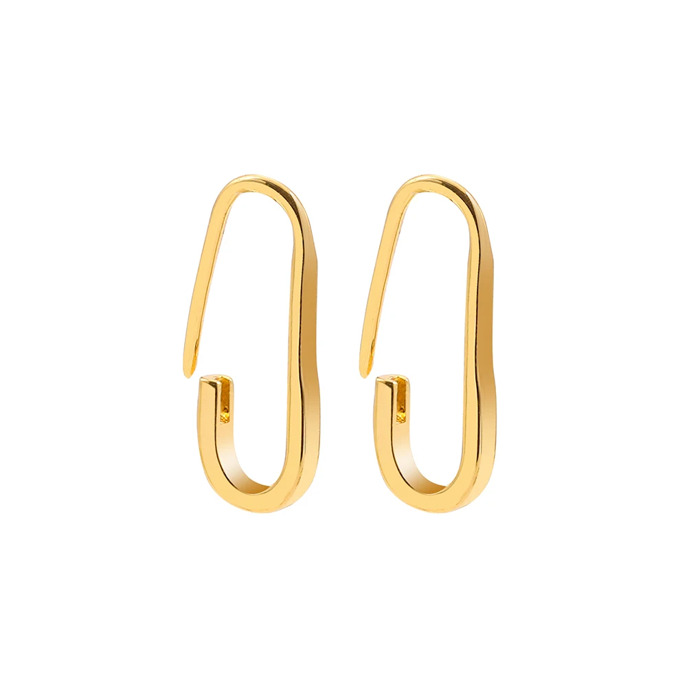 Simple U-shaped Safety Pin Stud Earrings Trendy Paper Clip Pin Copper Gold Color Earrings for Womne Girls Jewelry Wholesale