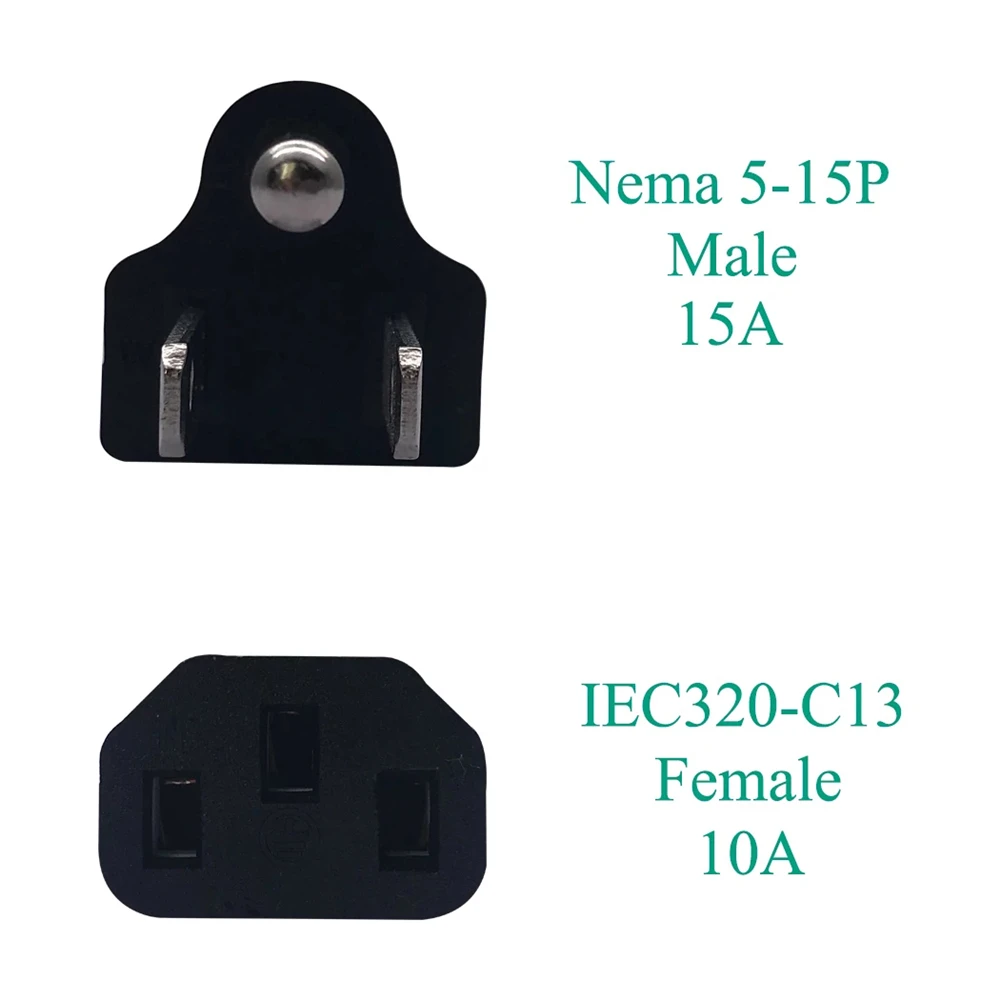 محول الطاقة الأمريكية محول قابس ، Nema 5-15P إلى IEC 320 C13 محول ، الولايات المتحدة 3 شوكات ذكر إلى IEC شاحن أنثي PDU APC UPS الأسود