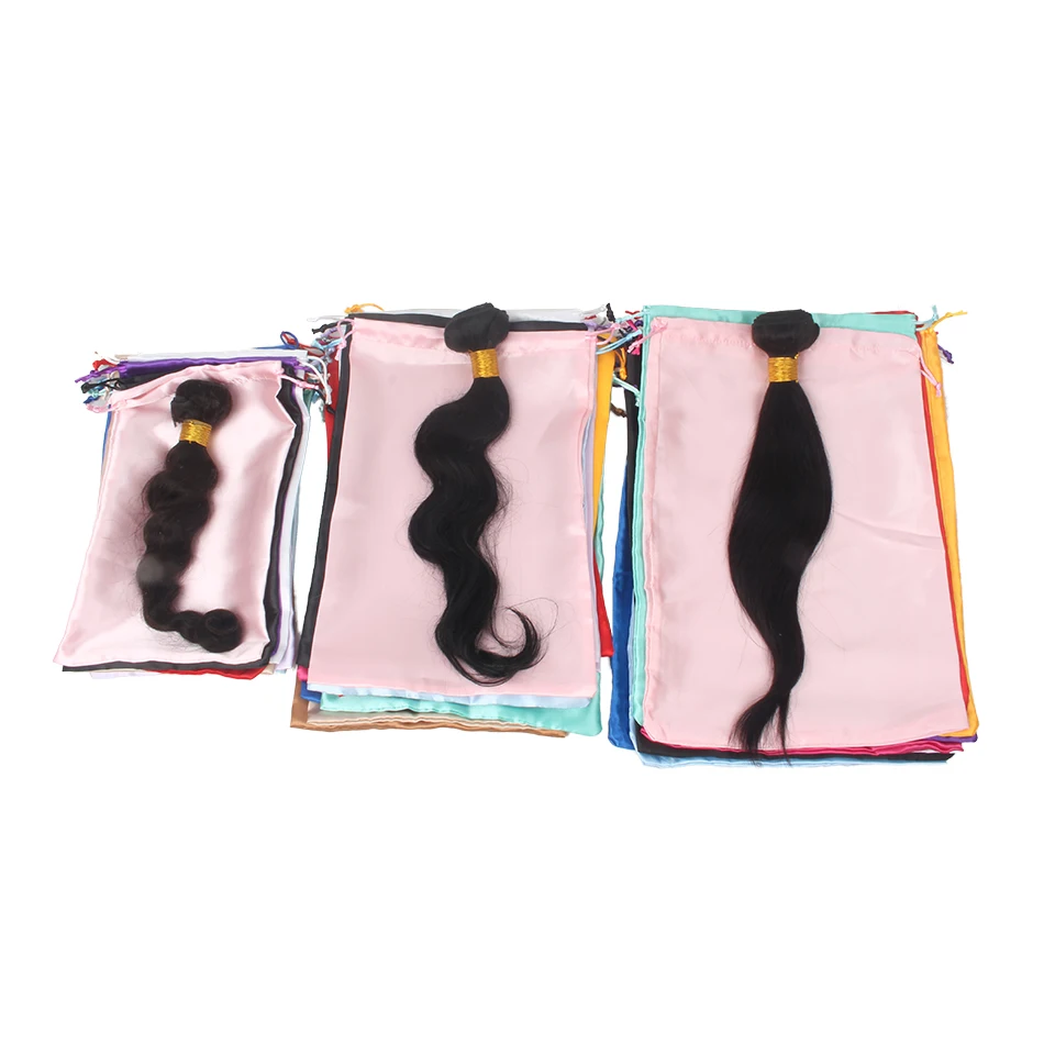 Wholesale women Virigin Hair extensions bundles satin silk storage bags wig packging bags gift packing shopping bags