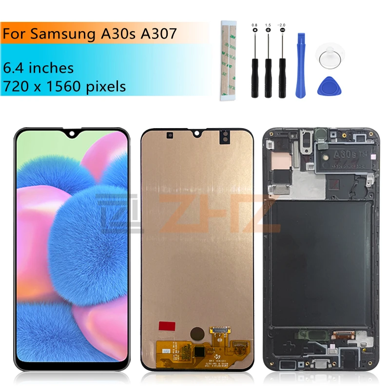 For Samsung A30s lcd A307 Touch Screen Digitizer Assembly +frame A307FN A307GN SM-A307F/DS screen repair parts