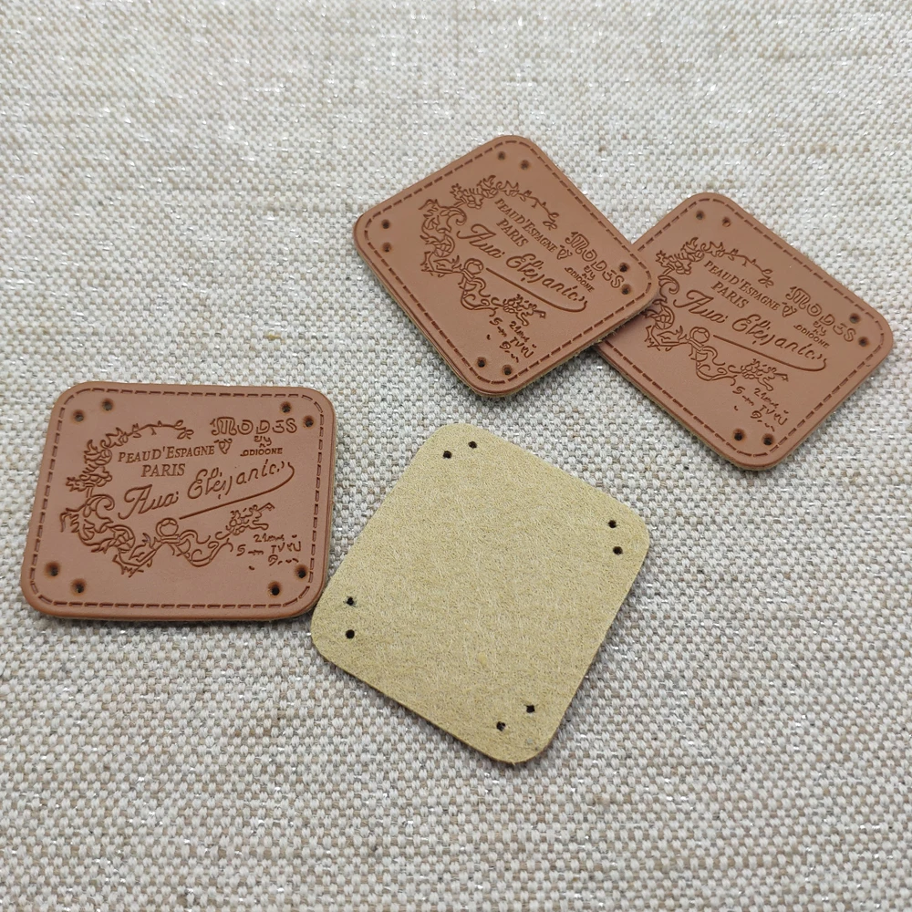 Handmade Paris With Leather Labels For Clothing Hand Made Pu Leather Tag For Clothes Patch Diy Accessories Handmade Label