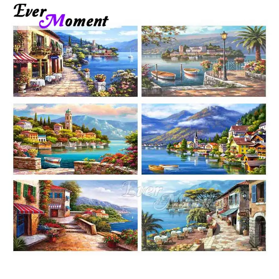 Ever Moment Diamond Painting Scenery River Mountain Diamond Embroidery Full Square Drill Resin DIY Cross Stitch Art Kit ASF2079