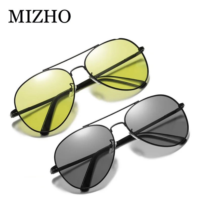 MIZHO Photochromic Polarized Sunglasses Women Yellow Anti Blue Light Glasses Men Look At Phone Blocking Glare Computer Eyewear