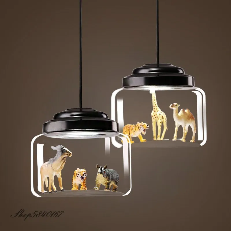 Imagem -04 - Luminária Pendente Criativa com Animal Fofa Luzes Suspensas para Quarto das Crianças Lâmpada Pendente Loft Sala de Estar