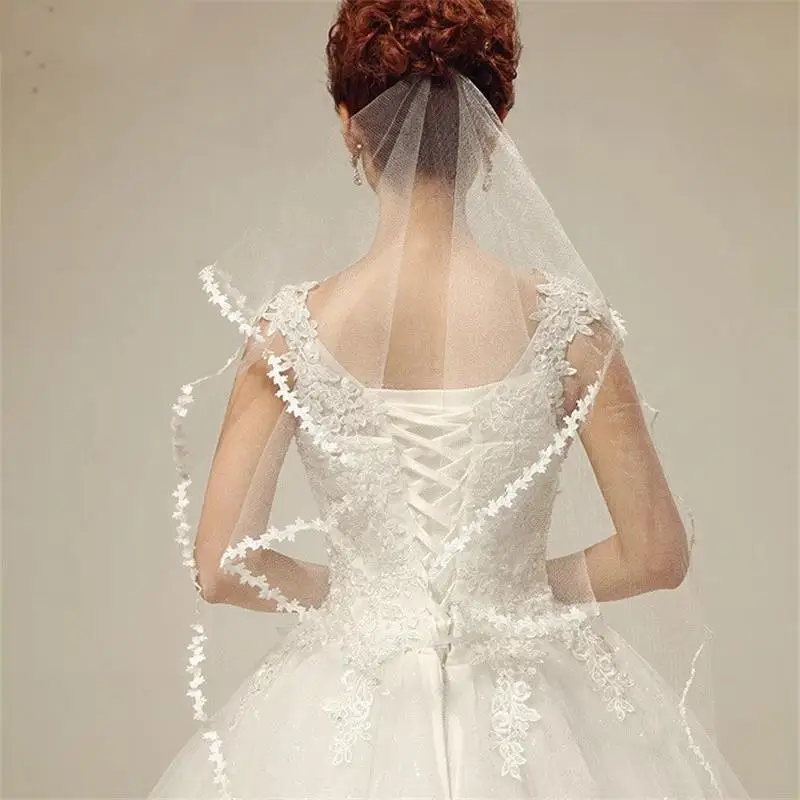 Eenvoudige Een Layer Korte Tulle White Wedding Veils Goedkope Bridal Veil Voor Bruid Voor Mariage Bruiloft Accessoires